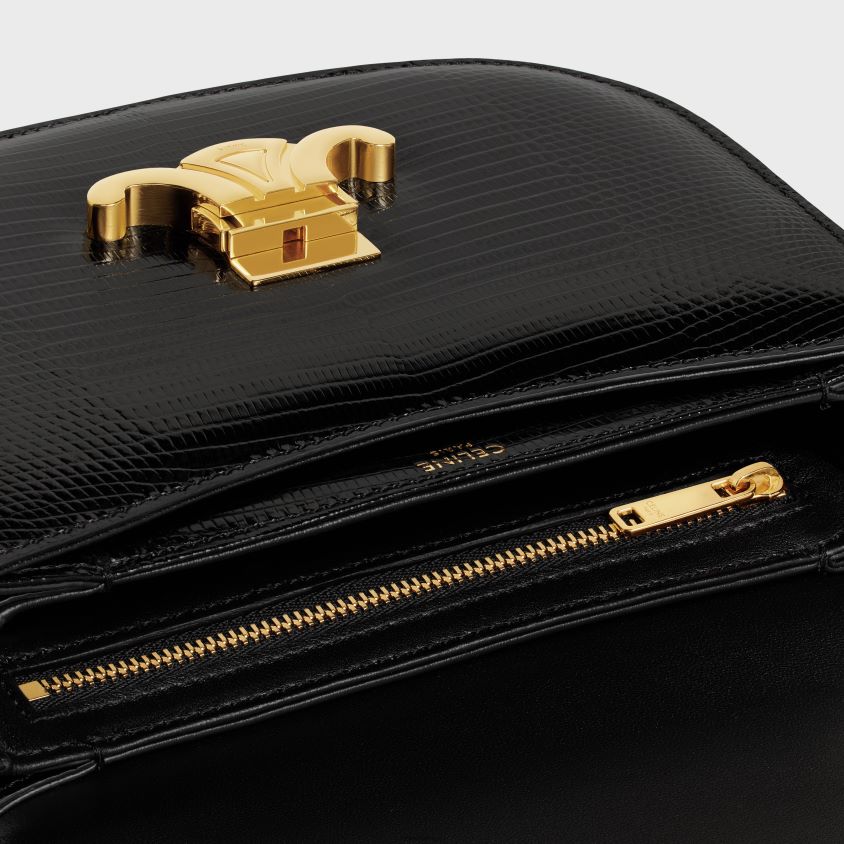 mulheres acessórios CELINE corrente besace clea em lagarto preto T204R171