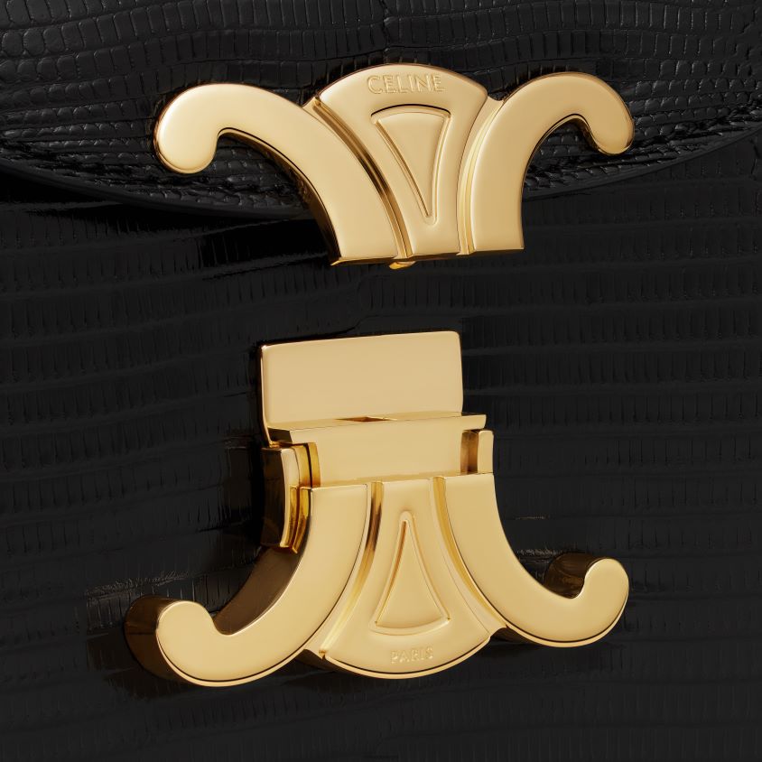 mulheres acessórios CELINE corrente besace clea em lagarto preto T204R171