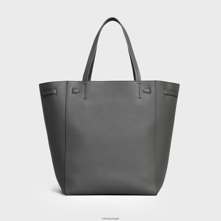 mulheres acessórios CELINE fantasma de cabas médias em couro de bezerro de granulação macia cinza T204R254