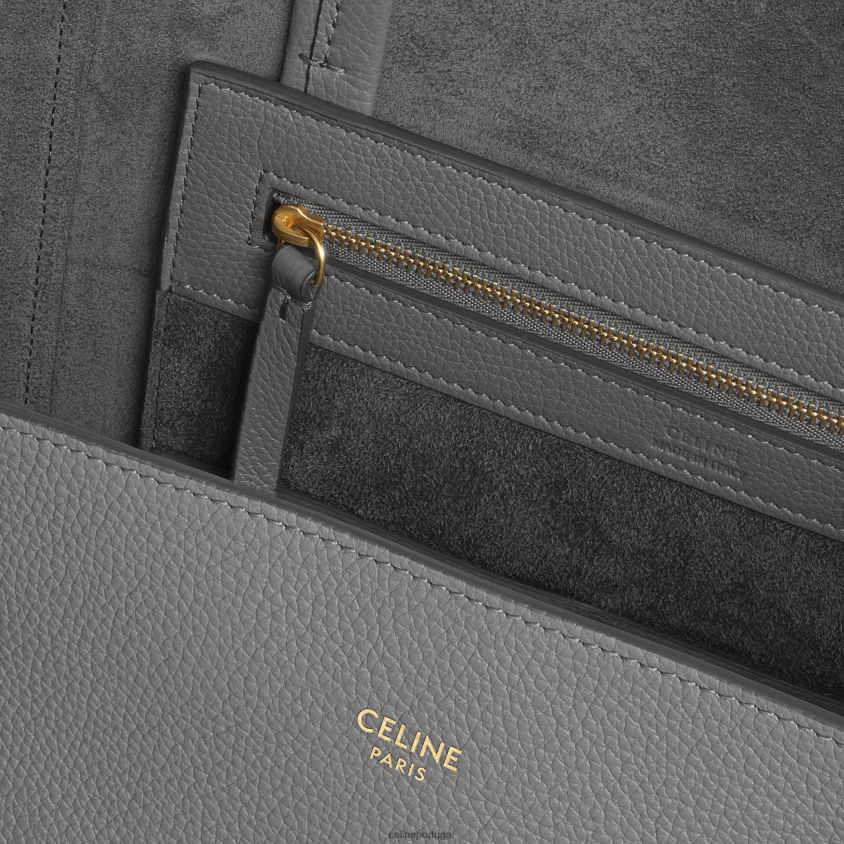 mulheres acessórios CELINE fantasma de cabas médias em couro de bezerro de granulação macia cinza T204R254