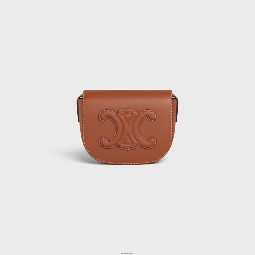 mulheres acessórios CELINE folco cuir triomphe em couro de bezerro liso bronzeado T204R210