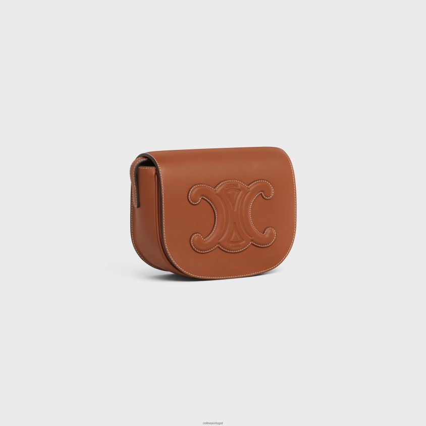 mulheres acessórios CELINE folco cuir triomphe em couro de bezerro liso bronzeado T204R210