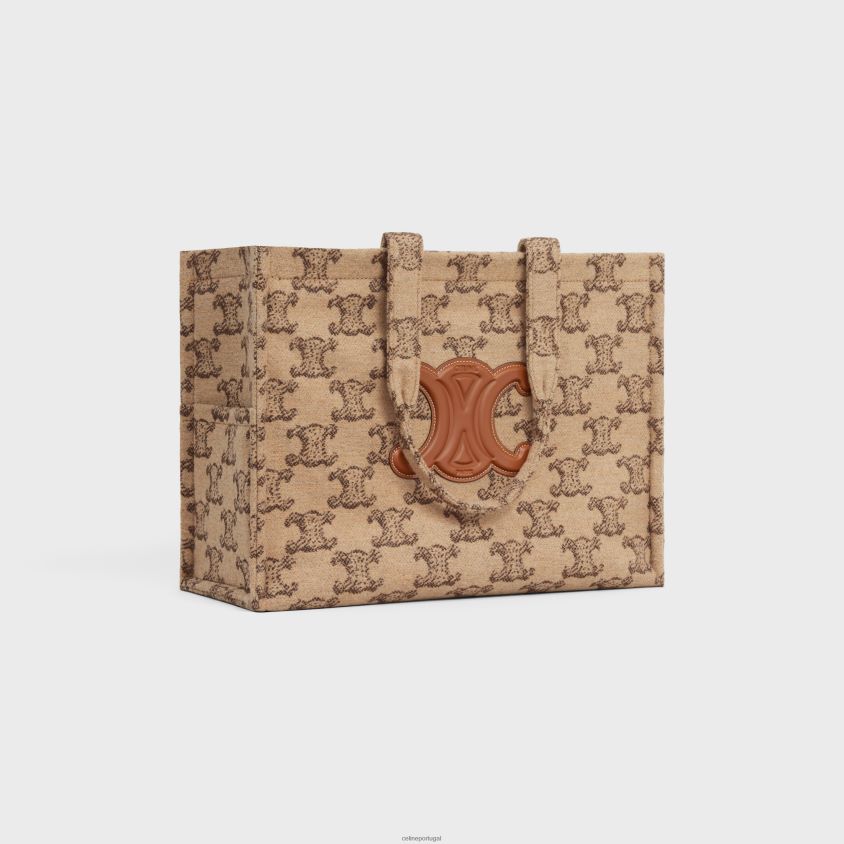 mulheres acessórios CELINE grandes cabas tailandesas em tecido com triomphe camelo T204R243