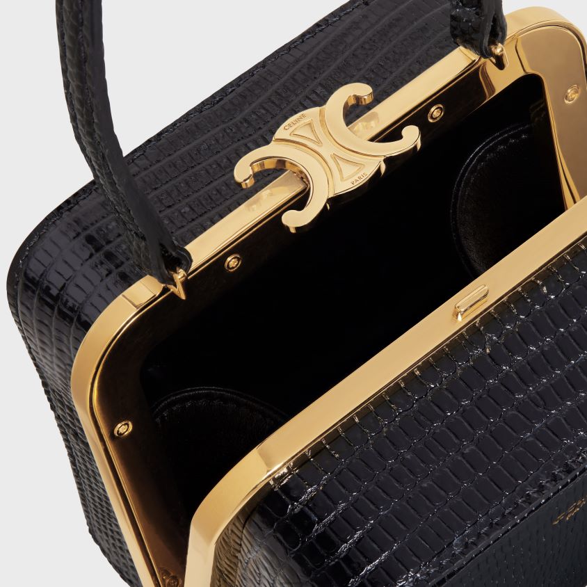 mulheres acessórios CELINE lana minaudiere em lagarto preto T204R79