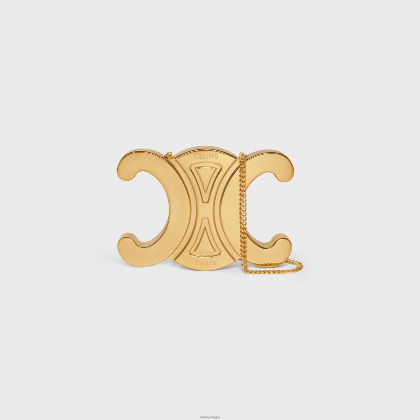 mulheres acessórios CELINE minaudiere de metal triomphe em alumínio ouro T204R286