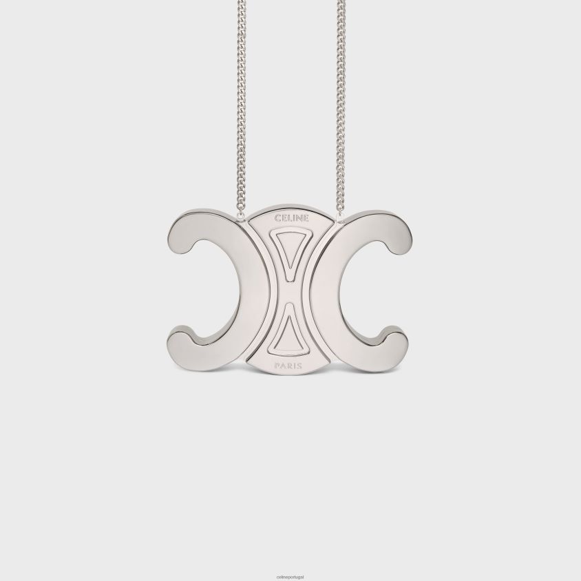 mulheres acessórios CELINE minaudiere de metal triomphe em alumínio prata T204R287