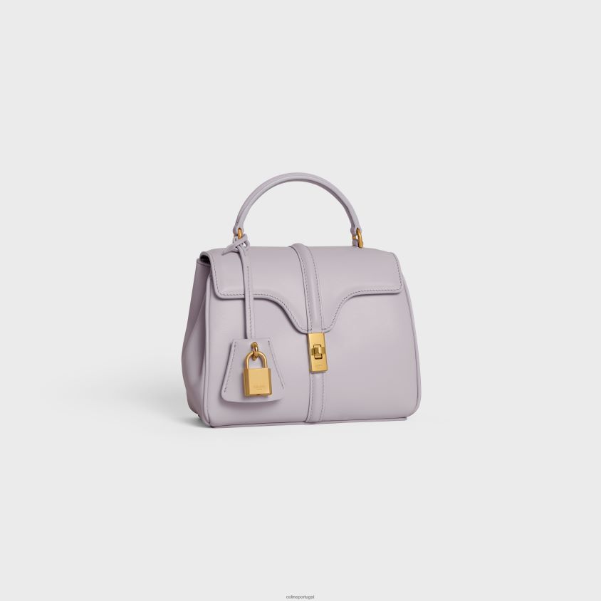 mulheres acessórios CELINE mini 16 em couro de bezerro acetinado lilás claro T204R133
