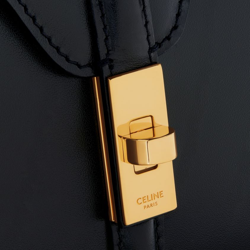 mulheres acessórios CELINE mini 16 em couro de bezerro acetinado preto T204R131