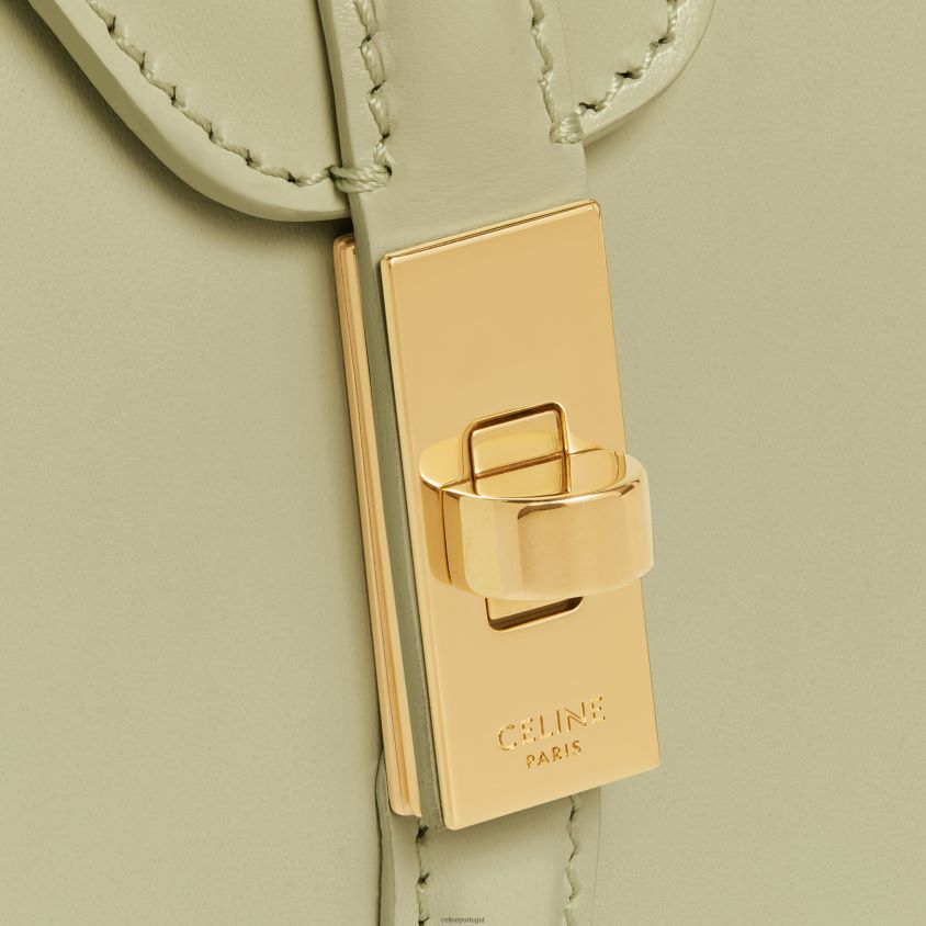 mulheres acessórios CELINE mini 16 em couro de bezerro acetinado verde amêndoa T204R136