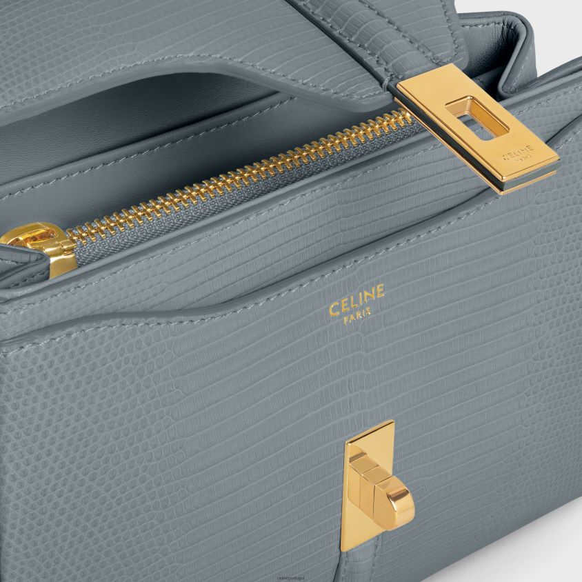mulheres acessórios CELINE mini 16 em lagarto azul acinzentado T204R138