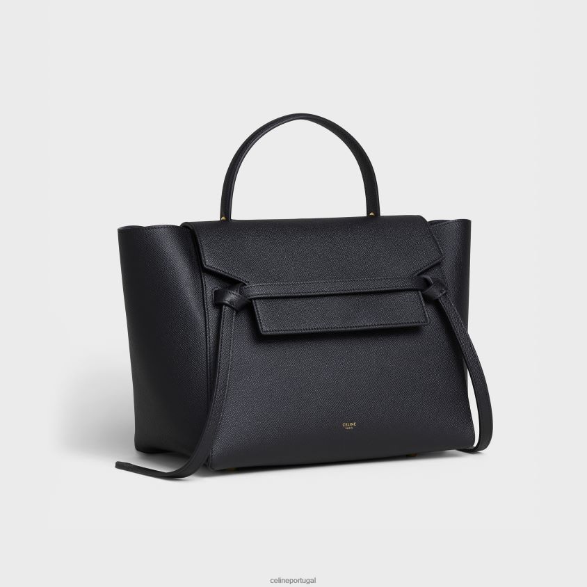 mulheres acessórios CELINE mini bolsa de cinto em couro de bezerro granulado preto T204R261