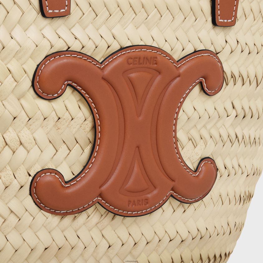 mulheres acessórios CELINE panier clássico adolescente em folhas de palmeira e couro de bezerro bronzeado T204R84