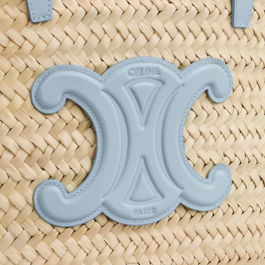 mulheres acessórios CELINE panier clássico médio em folhas de palmeira e couro de bezerro azul pálido T204R25