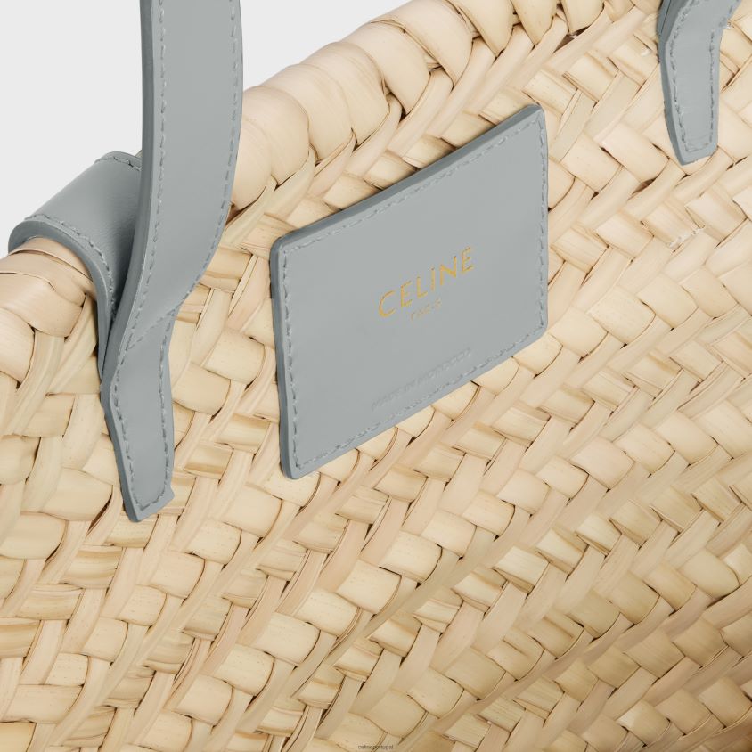 mulheres acessórios CELINE panier clássico médio em folhas de palmeira e couro de bezerro azul pérola T204R260