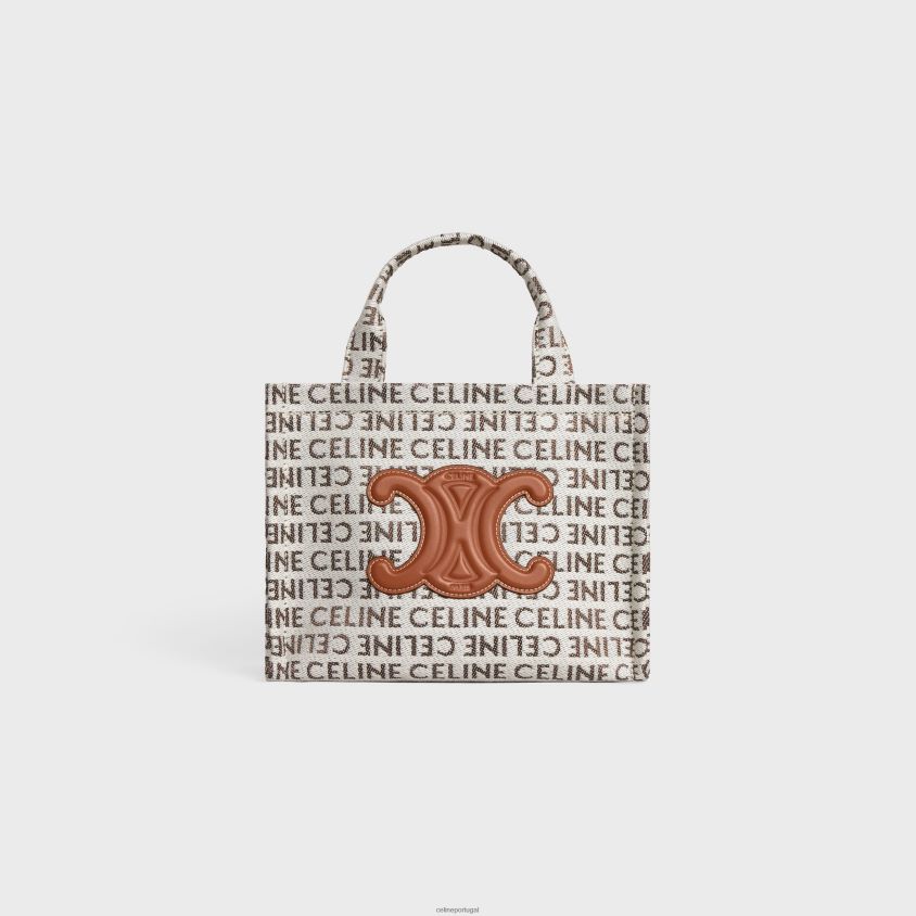 mulheres acessórios CELINE pequenas cabas tailandesas em tecido com toda a peça natural/bronzeado T204R249