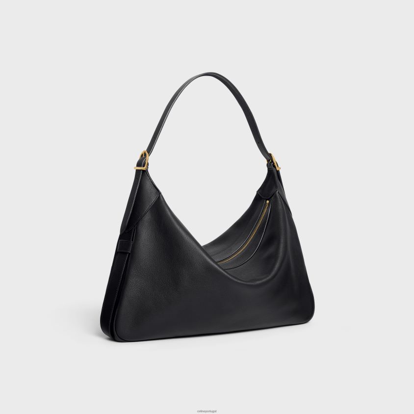 mulheres acessórios CELINE romy grande em pele de bezerro flexível preto T204R291