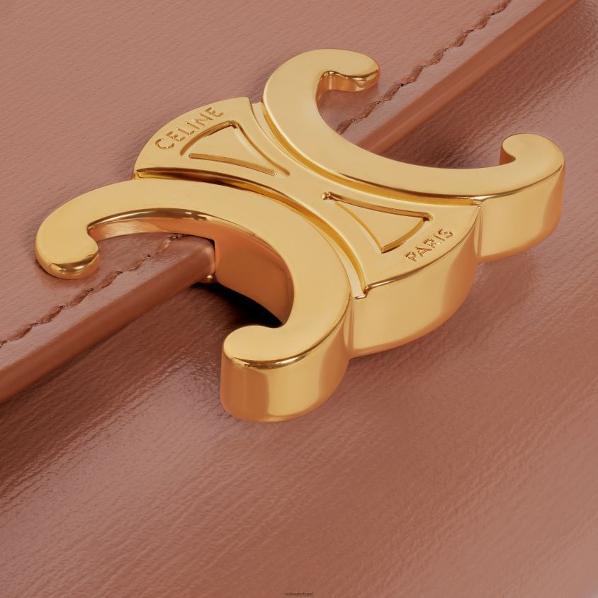 mulheres acessórios CELINE carteira compacta com moeda triomphe em couro de bezerro brilhante bronze T204R408