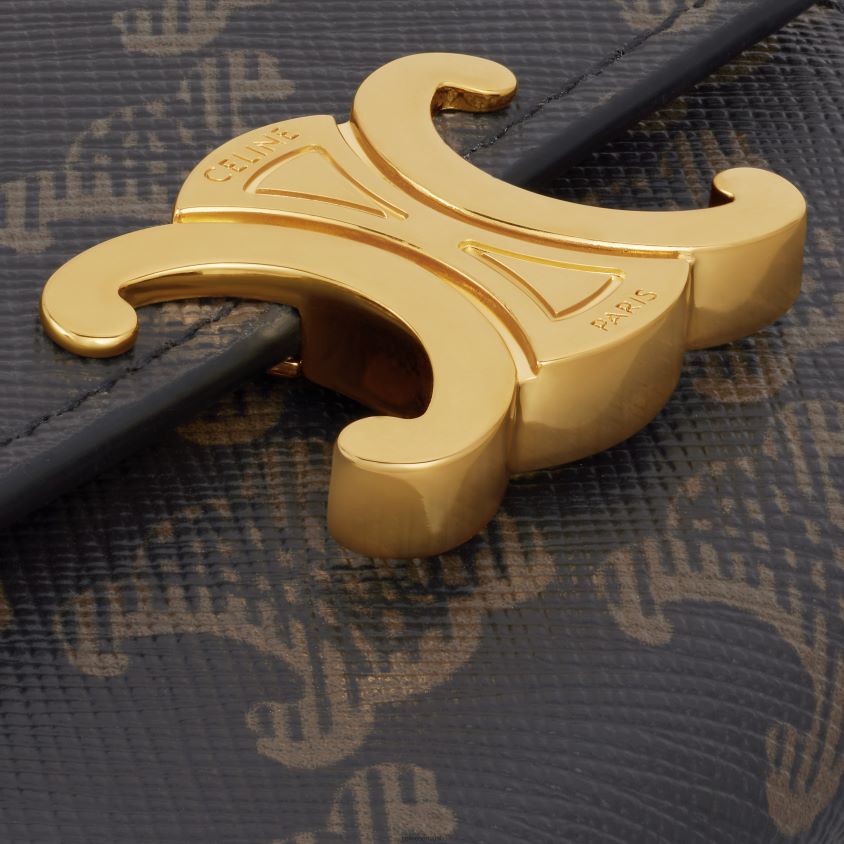 mulheres acessórios CELINE carteira compacta com moeda triomphe em lona triomphe bronzeado T204R465