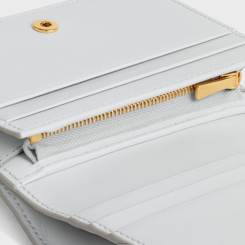 mulheres acessórios CELINE carteira compacta triomphe em couro de bezerro brilhante lua T204R450