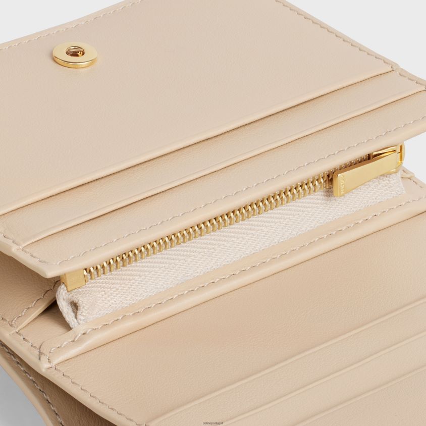 mulheres acessórios CELINE carteira compacta triomphe em couro de bezerro brilhante nu T204R446