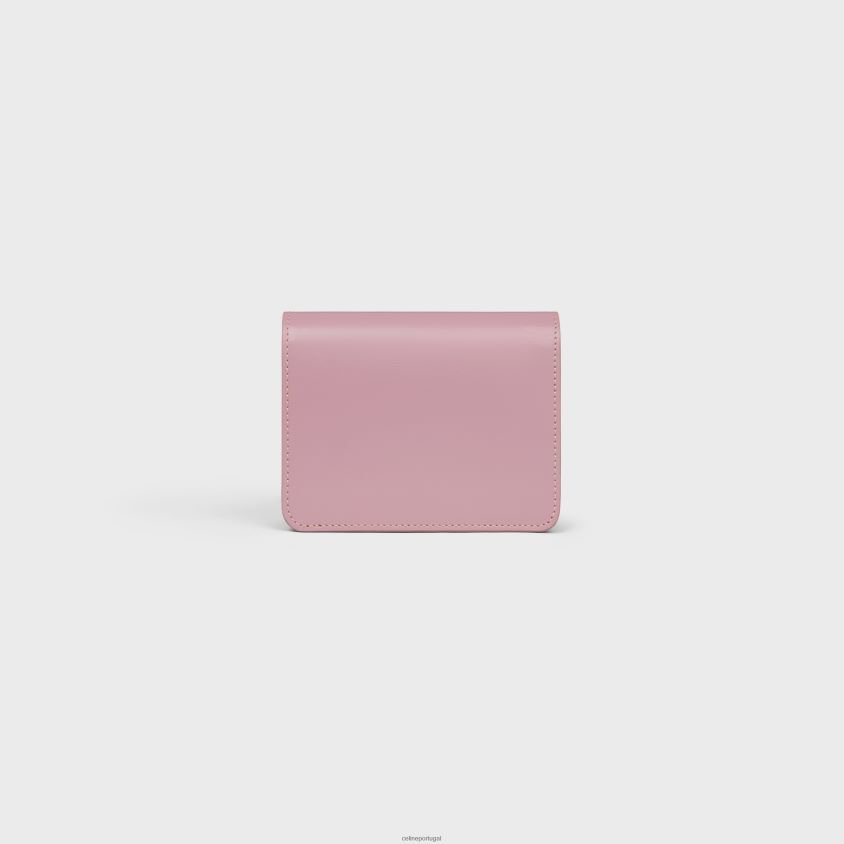 mulheres acessórios CELINE carteira compacta triomphe em couro de bezerro brilhante pétala T204R448