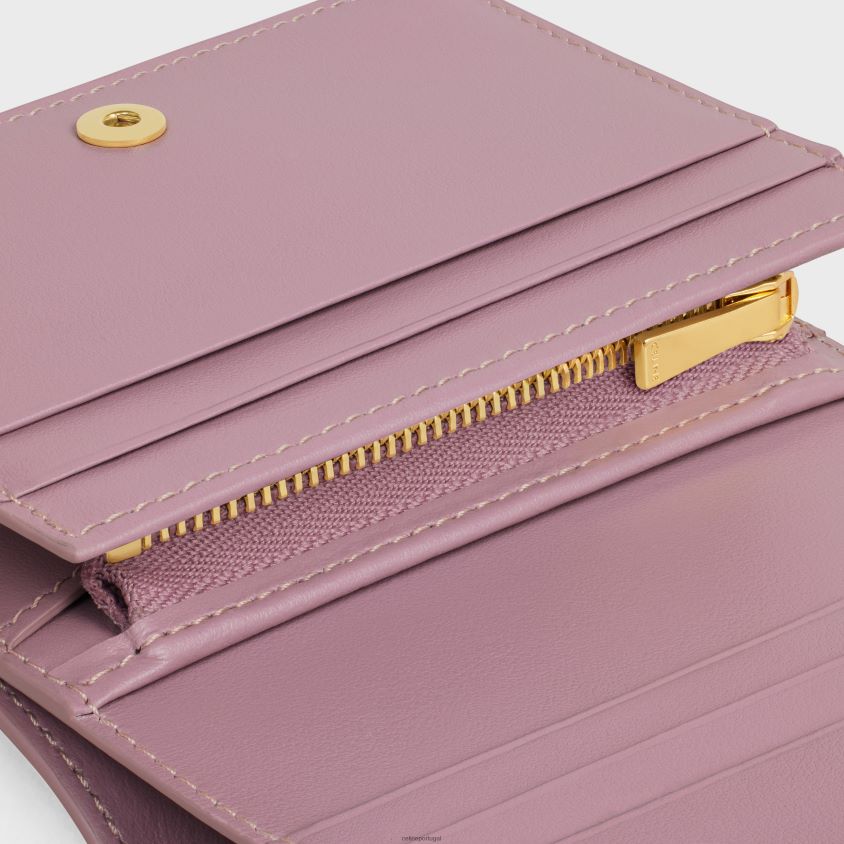 mulheres acessórios CELINE carteira compacta triomphe em couro de bezerro brilhante pétala T204R448