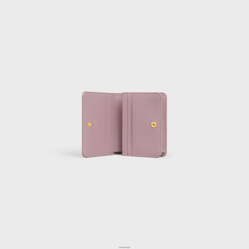 mulheres acessórios CELINE carteira compacta triomphe em couro de bezerro brilhante pétala T204R448