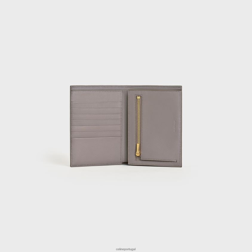 mulheres acessórios CELINE carteira de alça média em couro de bezerro granulado bicolor seixo/mineral T204R476