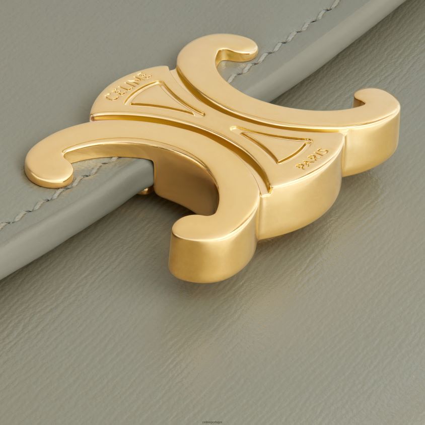 mulheres acessórios CELINE carteira grande triomphe em couro de bezerro brilhante Argila verde T204R443