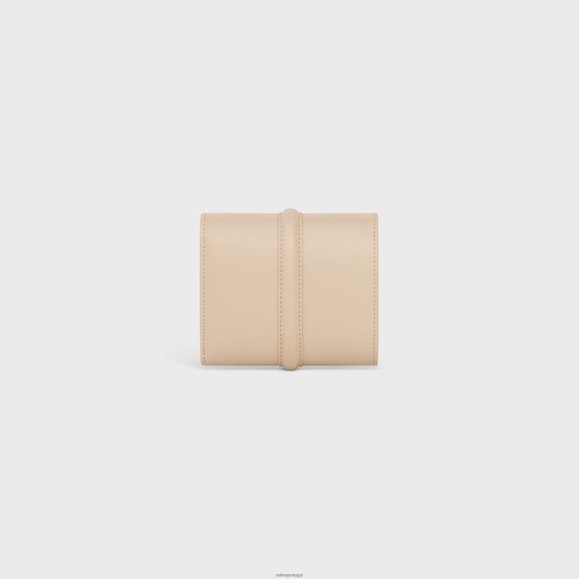 mulheres acessórios CELINE carteira pequena com três dobras 16 em couro de bezerro brilhante nu T204R468