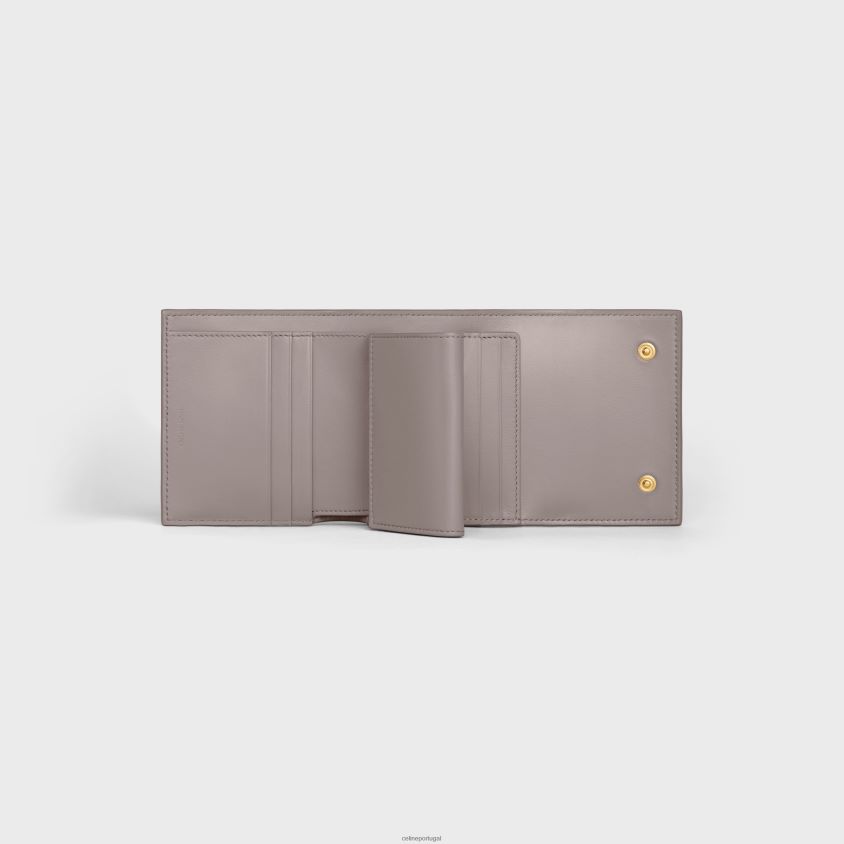 mulheres acessórios CELINE carteira pequena com três dobras em couro de bezerro granulado seixo T204R485