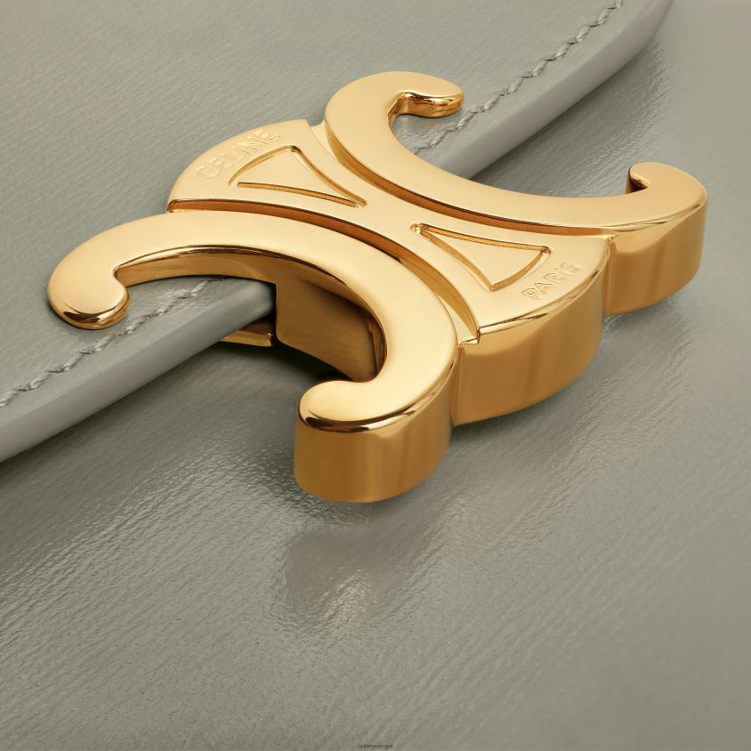 mulheres acessórios CELINE carteira pequena triomphe em couro de bezerro brilhante Argila verde T204R456