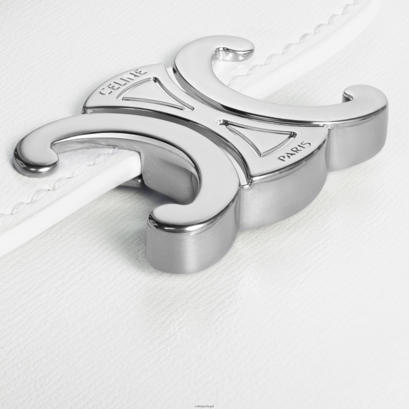 mulheres acessórios CELINE carteira pequena triomphe em couro de bezerro brilhante branco de branco T204R400