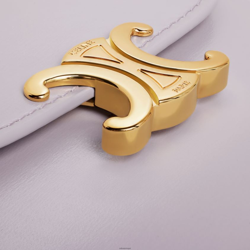 mulheres acessórios CELINE carteira pequena triomphe em couro de bezerro brilhante lilás claro T204R461