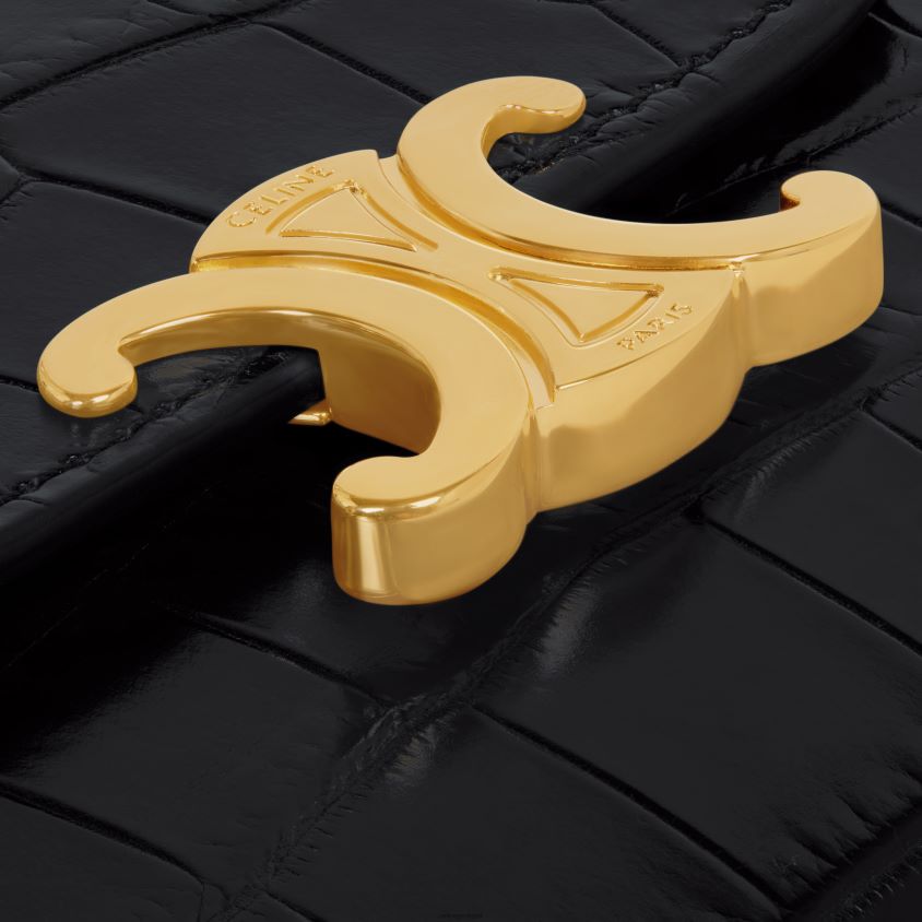 mulheres acessórios CELINE carteira pequena triomphe em crocodilo niloticus preto T204R464