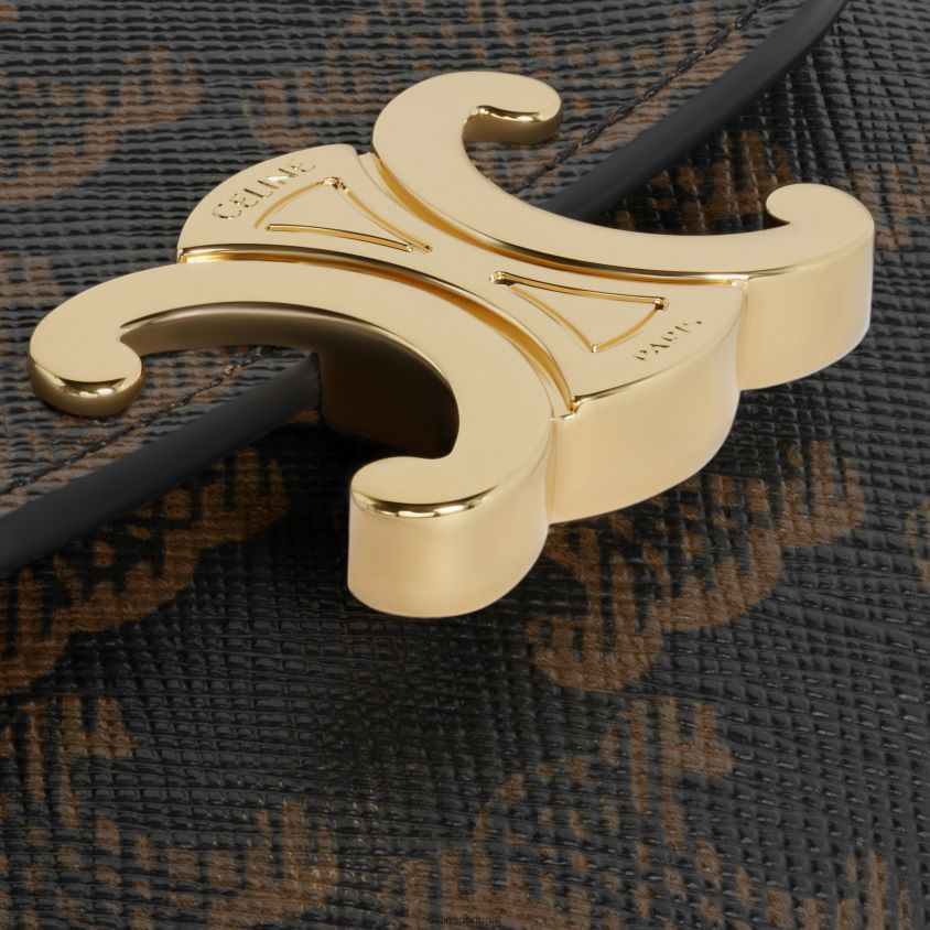 mulheres acessórios CELINE carteira pequena triomphe em tela triomphe bronzeado T204R453