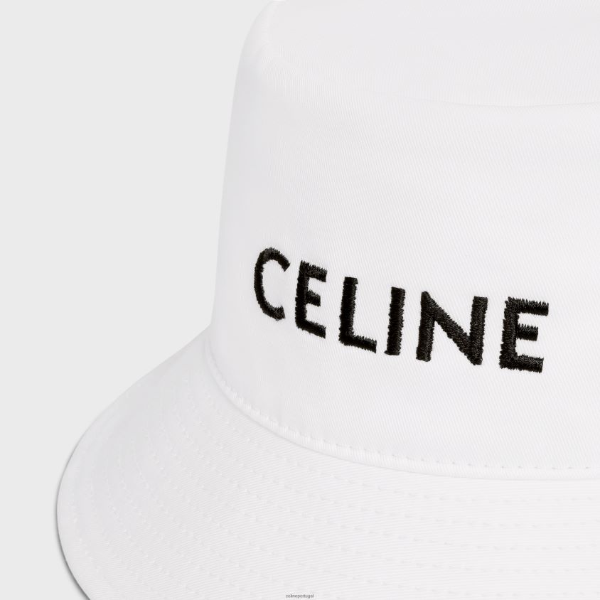 homens acessórios CELINE chapéu bucket bordado em gabardine de algodão off white T204R2252