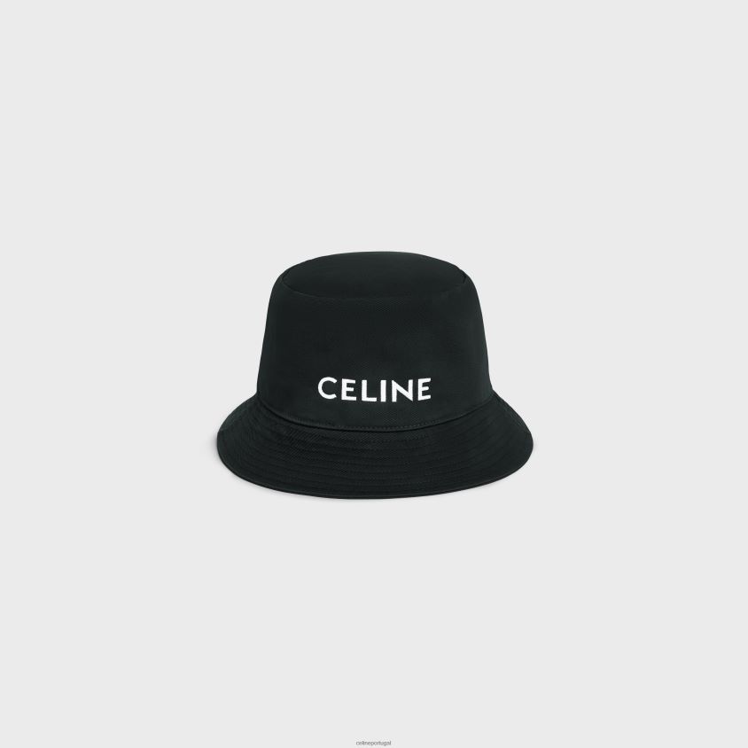 homens acessórios CELINE chapéu bucket em algodão ultra preto T204R2249
