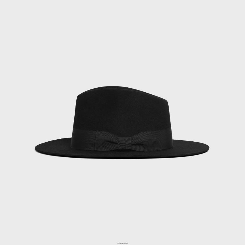 homens acessórios CELINE chapéu fedora em feltro preto T204R2253