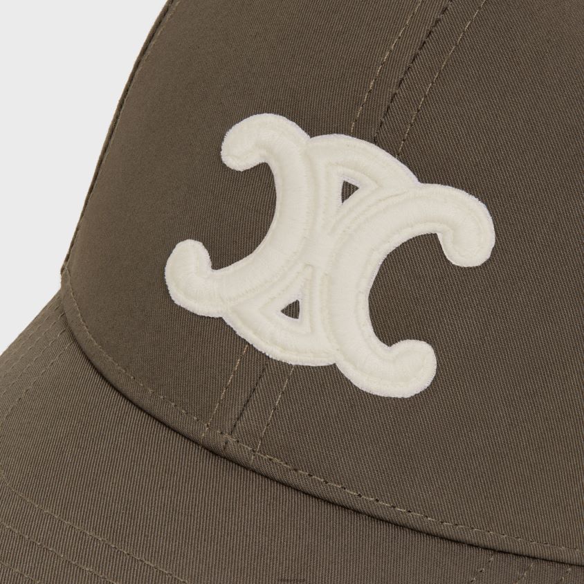 mulheres acessórios CELINE boné de beisebol triomphe em algodão cinza escuro T204R1158