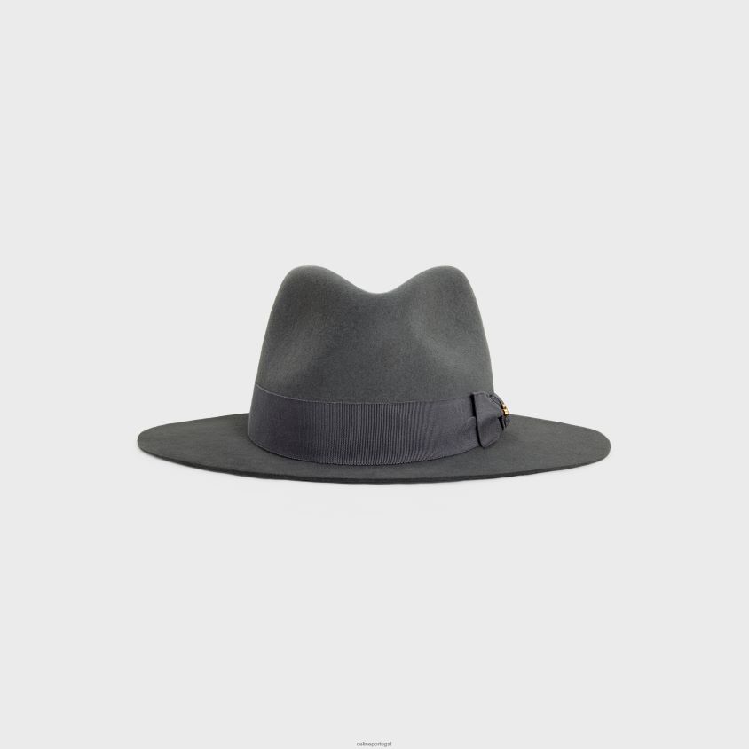 mulheres acessórios CELINE chapéu fedora em feltro cinza T204R1194