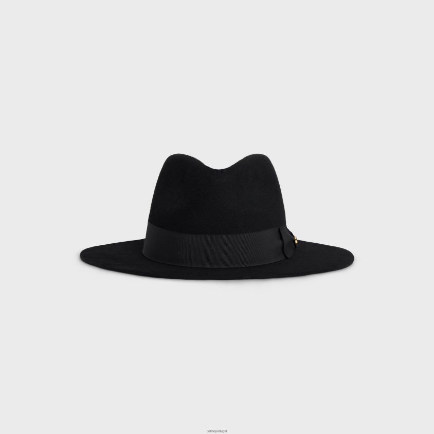 mulheres acessórios CELINE chapéu fedora em feltro preto T204R1193