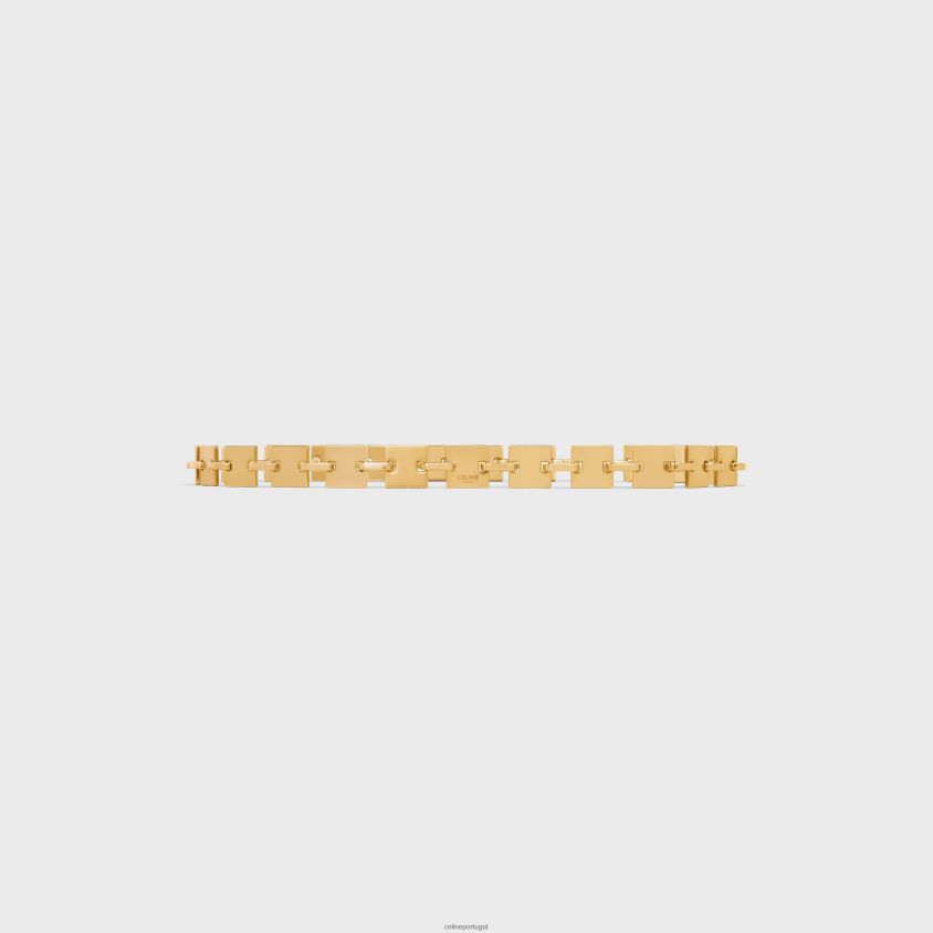 mulheres acessórios CELINE cinto de corrente quadrada em latão ouro T204R1091