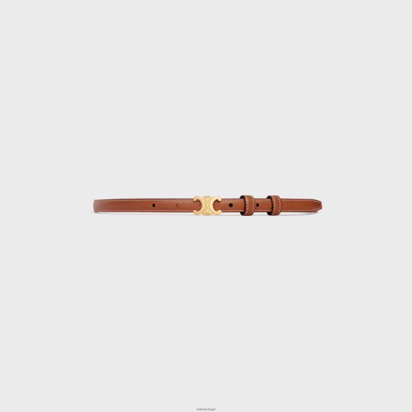 mulheres acessórios CELINE cinto triomphe adolescente em pele de bezerro natural bronzeado T204R1081
