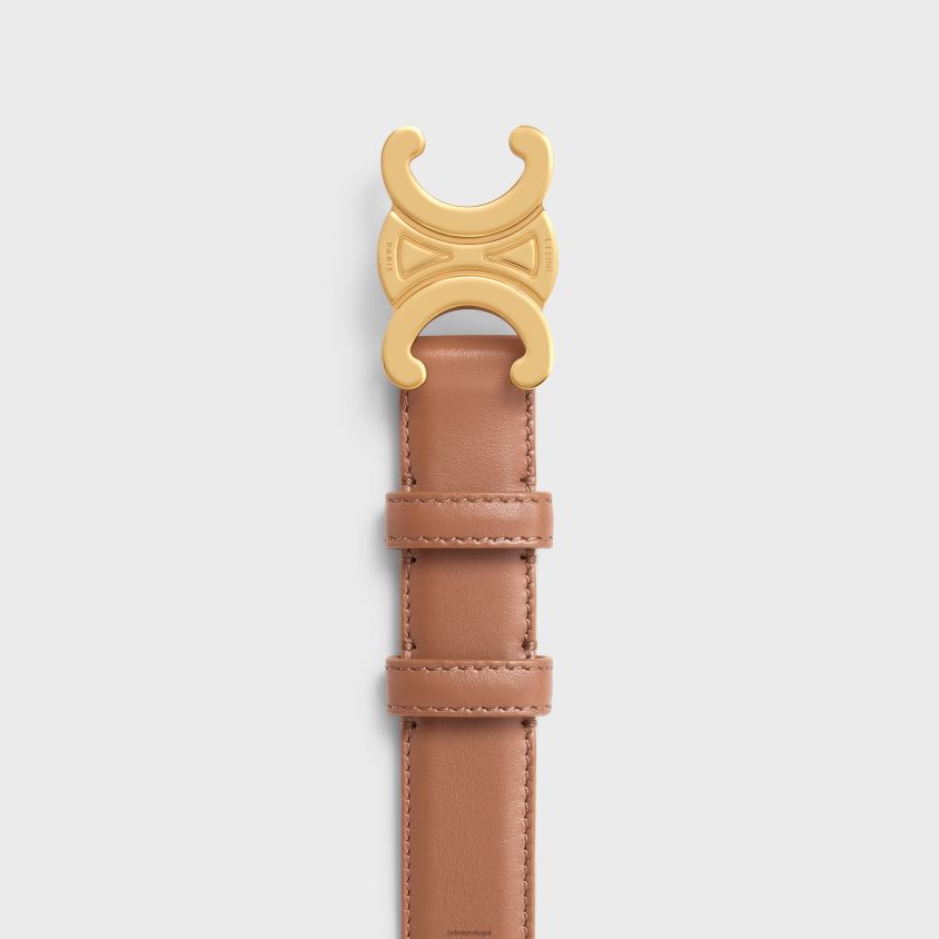 mulheres acessórios CELINE cinto triomphe médio em couro de bezerro liso bronze T204R1065