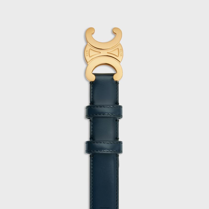 mulheres acessórios CELINE cinto triomphe médio em couro taurillon azul-marinho T204R1062