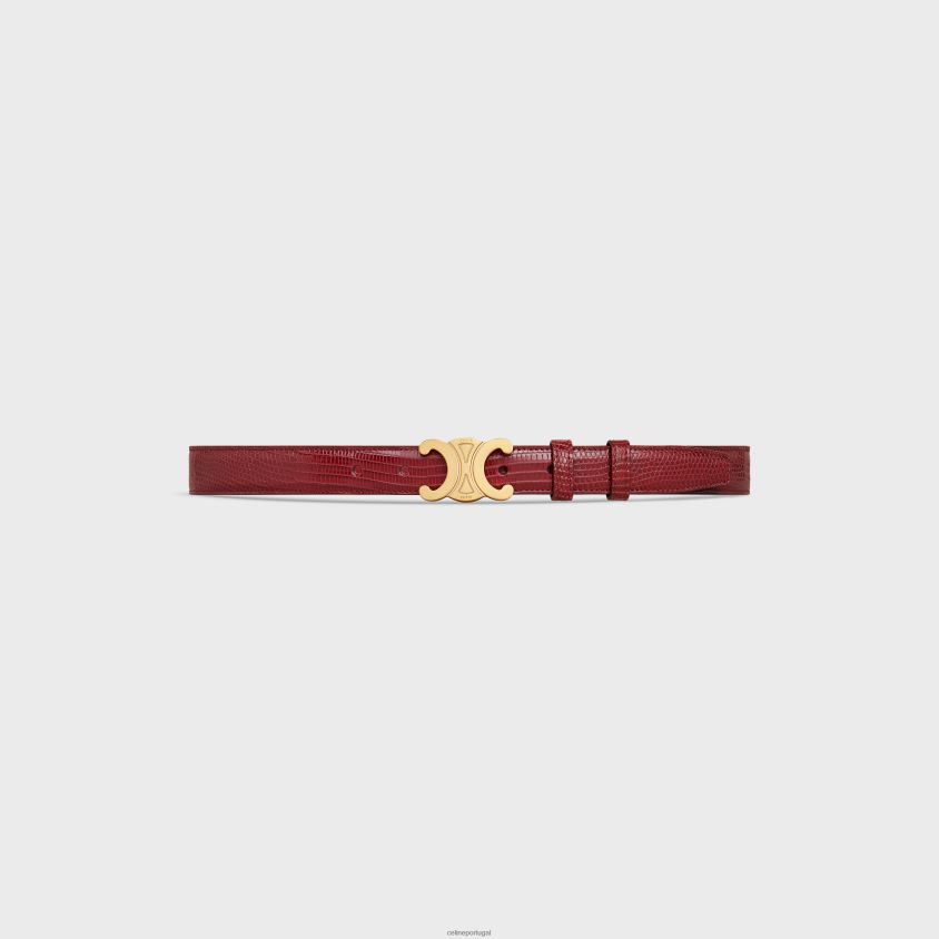 mulheres acessórios CELINE cinto triomphe médio em lagarto rubi T204R1022