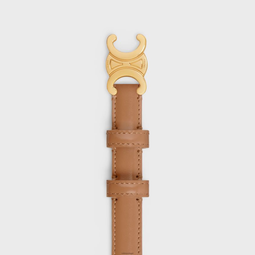 mulheres acessórios CELINE cinto triomphe pequeno em couro taurillon bronze T204R1075