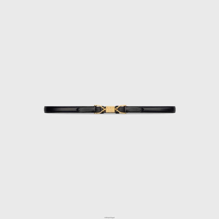 mulheres acessórios CELINE cinto triomphe small block em couro taurillon preto T204R1097