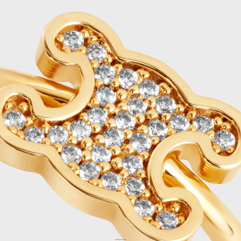 mulheres acessórios CELINE Anel pequeno de strass triomphe em latão com acabamento e cristais ouro T204R1304